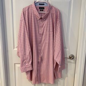 Paul Fredrick Men's Pink and Blue Plaid Shirt